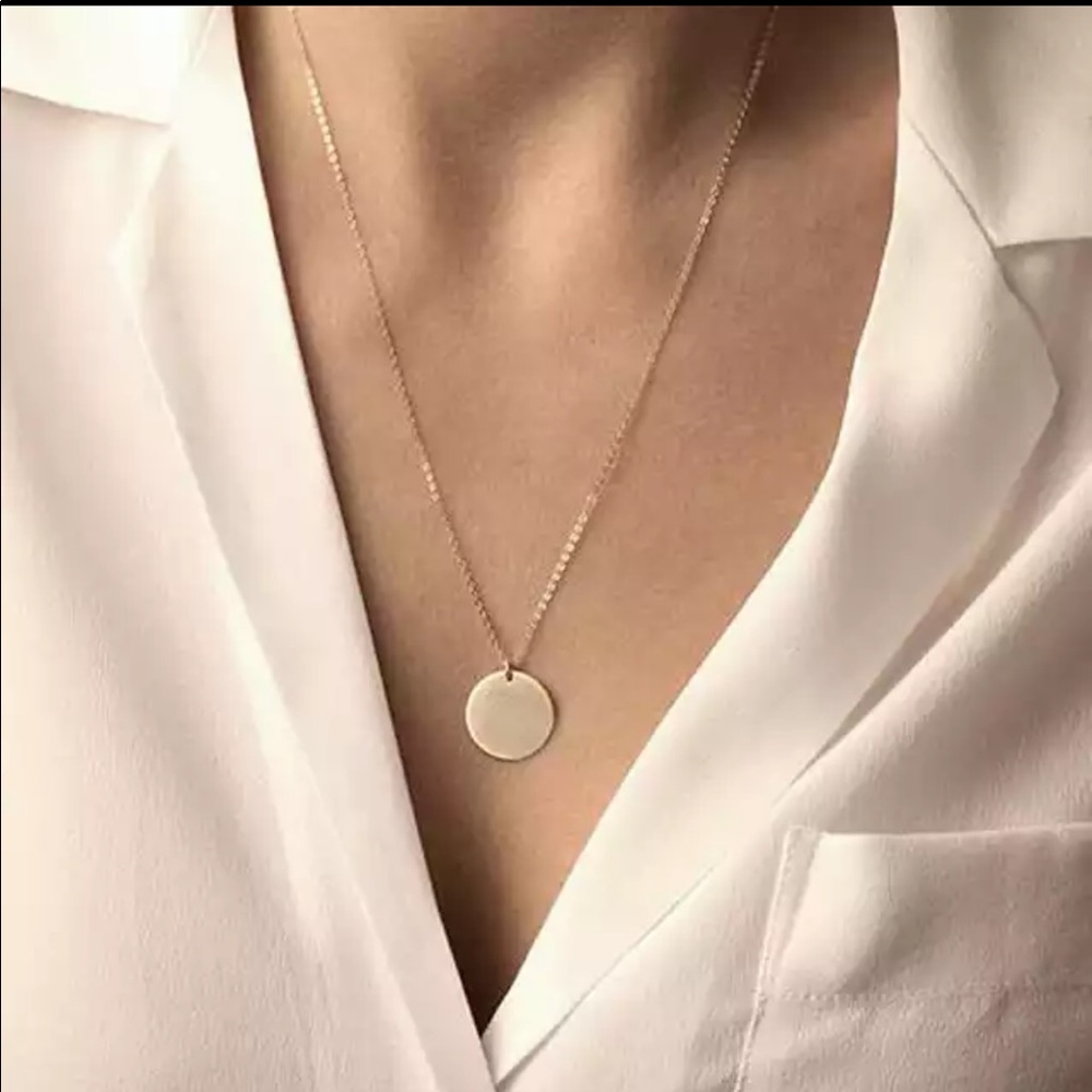 Gold Disc Pendant Necklace Dainty Minimalist Circle Necklace Simple Jewelry Gift